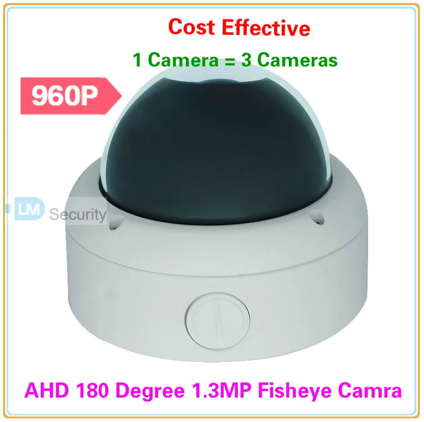 Lihmsek Vandalprood Dome 1 3 мегапиксельная AHD камера с объективом 180 градусов Рыбий глаз 960P