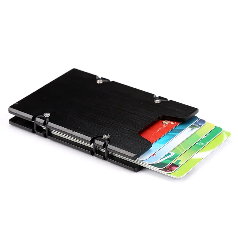 

New Fashion Card holder Anti RFID Blocking Men Credit Card Holder Metal aluminum Wallet ID Bank Card Case Metal Protection Purse