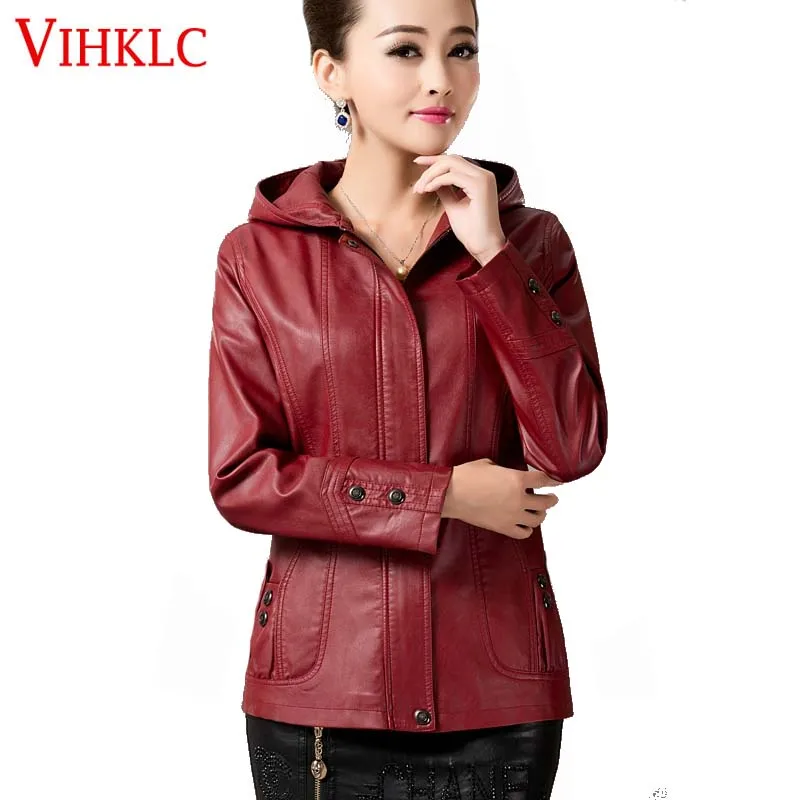 2017 New Leather Jackets Women Autumn Winter Full Hoodies Slim Windproof Outwear Motorcycle Plus Size L-5XL H284 | Женская одежда