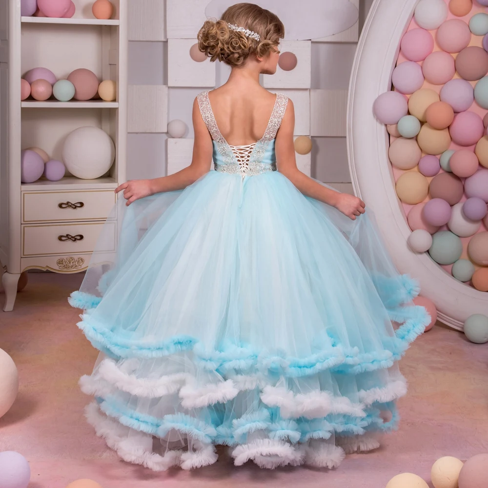 Sparkly Корсет Бальное платье Pageant Платья для Девочек Glitz Лонг Выпускного Вечера Дети