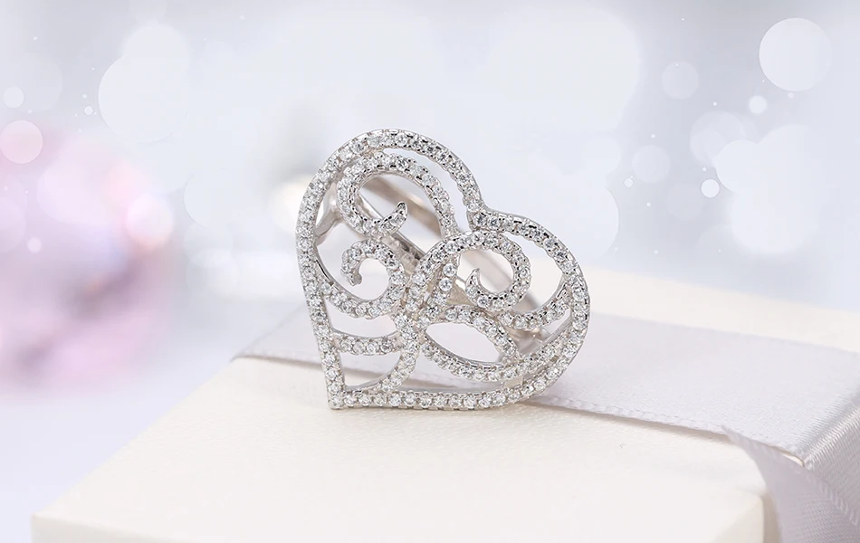 ORSA JEWELS женские свадебные кольца в форме сердца AAA кубический цирконий модное кольцо серебряные ювелирные изделия подарок для женщин OR37