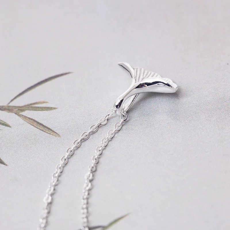 Женское Ожерелье с листьями гинкго из серебра 100% пробы|Ожерелья| |