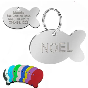 Бирки для собак из нержавеющей стали с гравировкой, милая форма рыбы для питомца, щенка, кошки, высокое качество