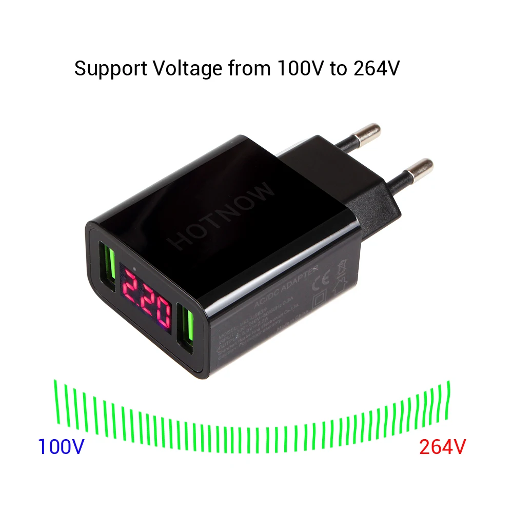HOTNOW USB зарядное устройство смарт настенное адаптер со светодиодным дисплеем