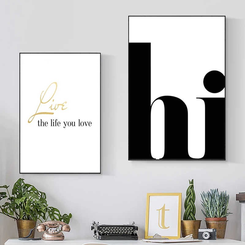 Скандинавский плакат Hi Quotes Wall Art Холст Живопись минималистичные плакаты и принты абстрактный холст печать настенные картины Домашний декор