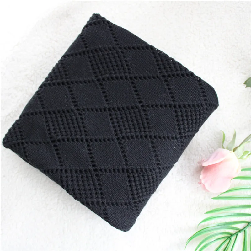 black 85X110cm 90X110 см Реверсивный супер мягкий хлопок Цветочный детский вязанный плед детский чехол на заднее сиденье диван плед Чехол для детской коляски - Цвет: black 85X110cm