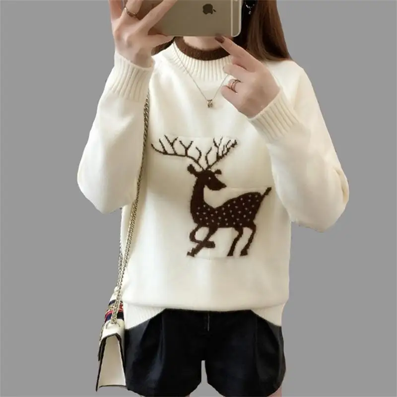Женский свитер с пуговицами и длинным рукавом в полоску вязаный шерстяной для