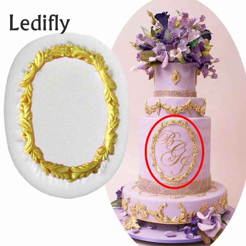 Новый Ledifly 3D DIY помадка торт винтажная рама для зеркала силиконовые формы
