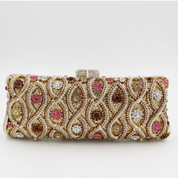 Золотые вечерние клатчи роскошные сумки с бриллиантами Женская Блестящая сумка