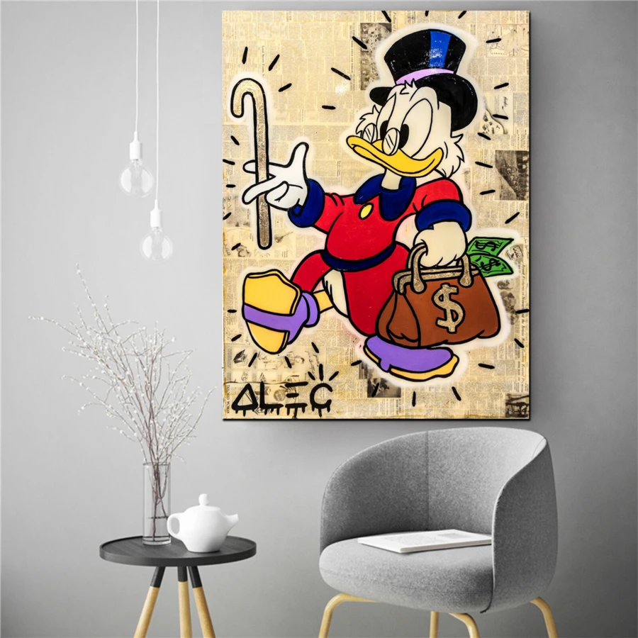 Alec Monopolys Uncle Scrooge Money HD настенная живопись холст с печатью постера декоративная для