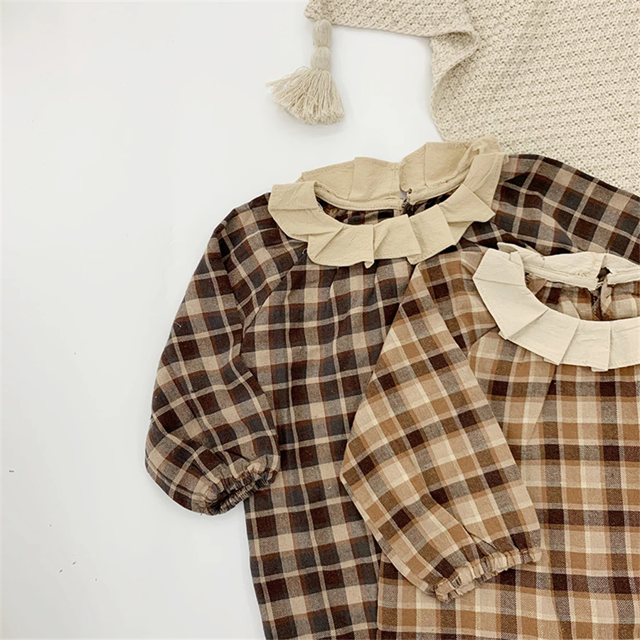 1 2 3 4 5 Years Old Spring New Kids Dresses for Girls Children Plaid Dress Korean Doll Mini Year Costume Baby Clothes | Детская одежда