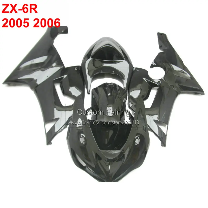 Мотоциклетные комплекты обтекателей для Kawasaki zx6r Ninja zx 6r 05 06 2005 2006 black airings RG11|Полные