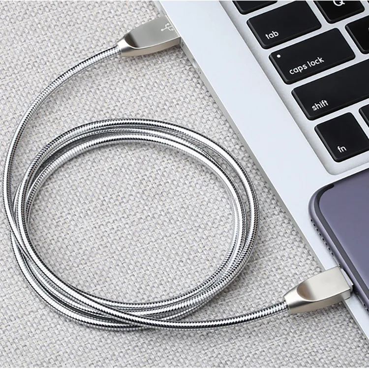 Цинковый USB кабель 5V 2.4A Быстрая зарядка металлический Braide type C кабель зарядного устройства микро-usb пружинный провод шнур для iPhone iPad кабель