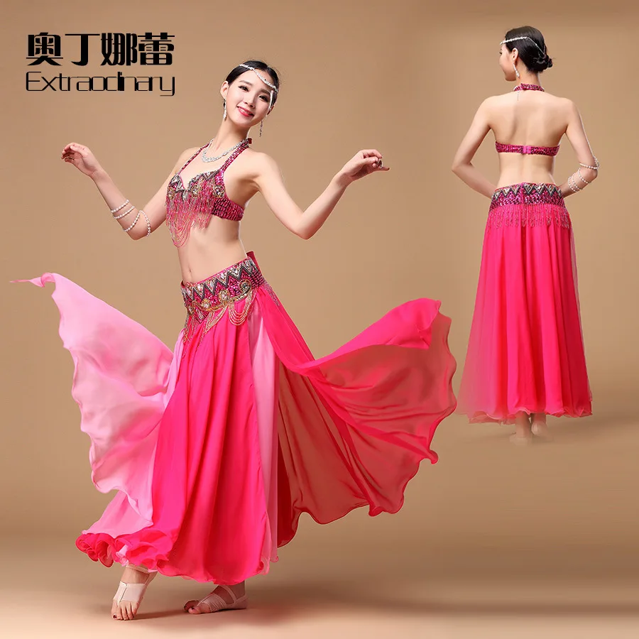 

2017 Sale Women High Grade Stage Performance Bellydance Costumes New Belly Dance Bra+belt+skirt Suits Wj00081 + Q00586