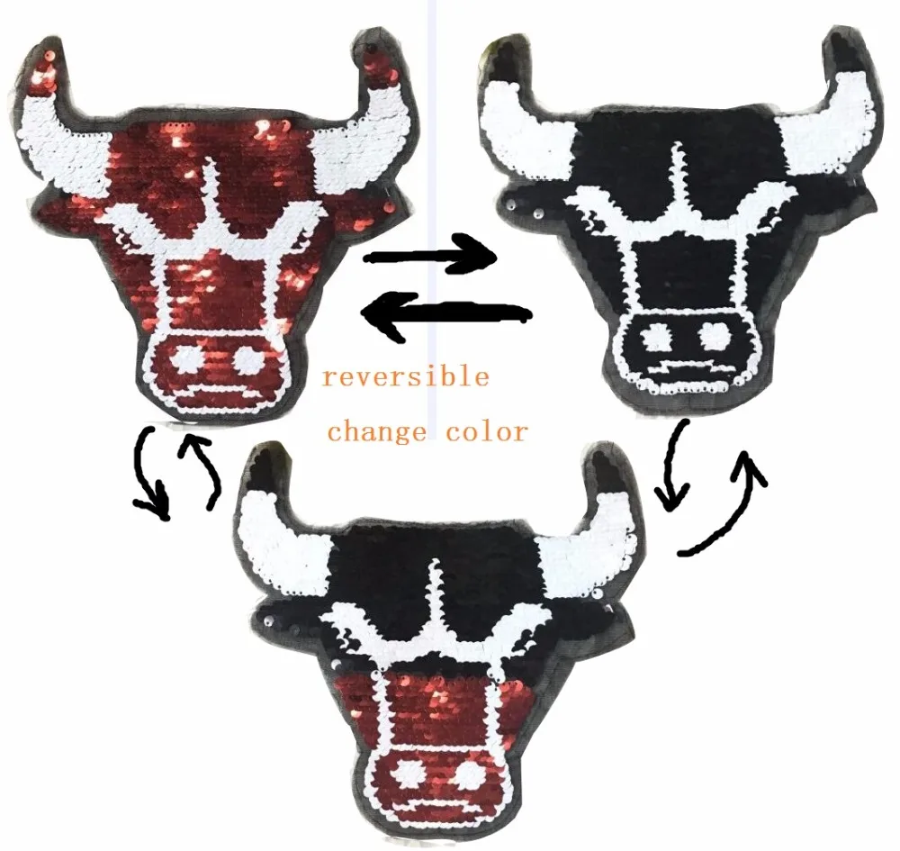 2017 Новый OX Реверсивный изменить цвет блёстки пришить патчи для одежды DIY патч