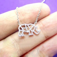 daisies one piece new fashion pendant necklace rhino rhinoceros outline shaped necklace for women jewelry animal collier femme