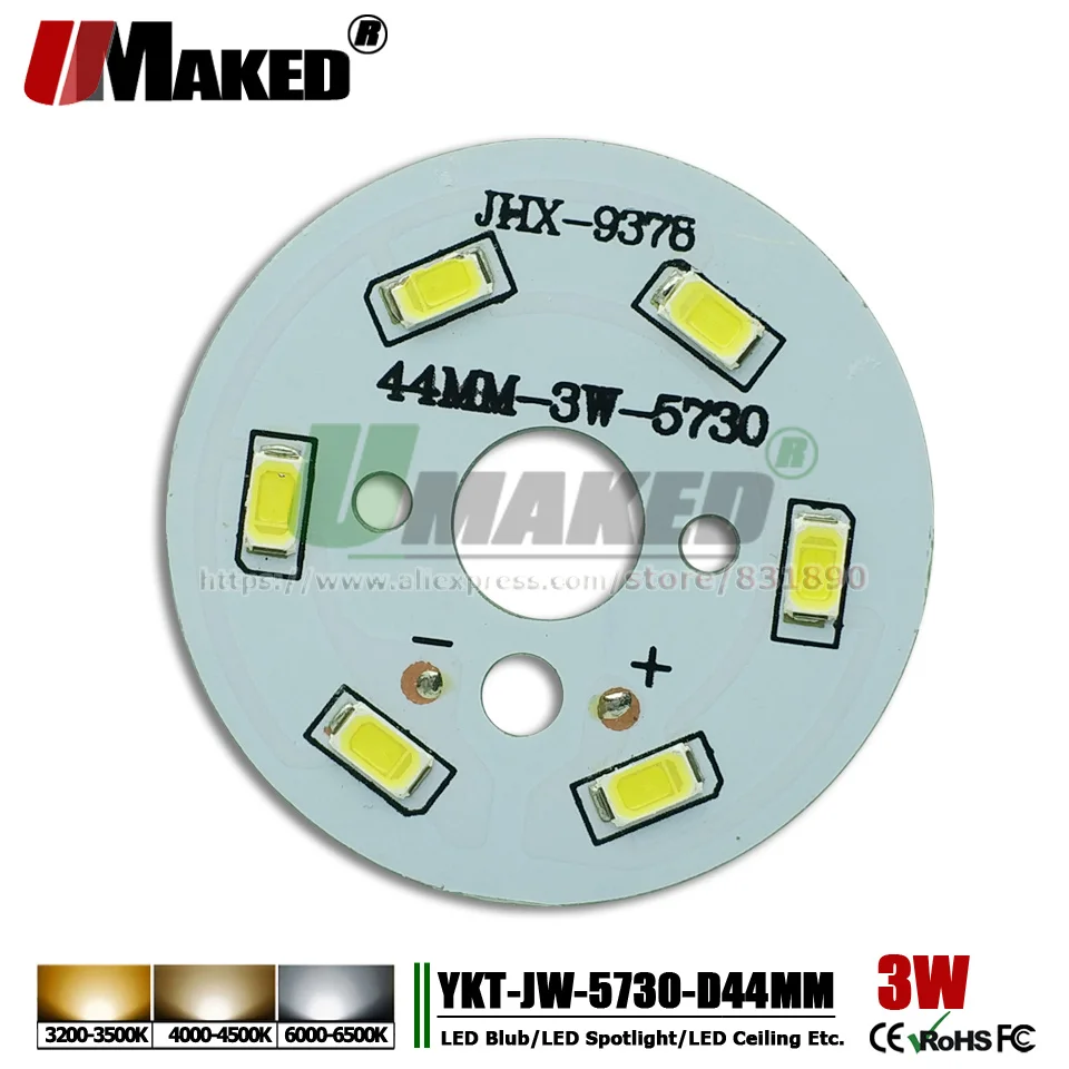 Светодиодный светильник UMAKED 3 Вт 44 мм PCB SMD5730 светодиодный