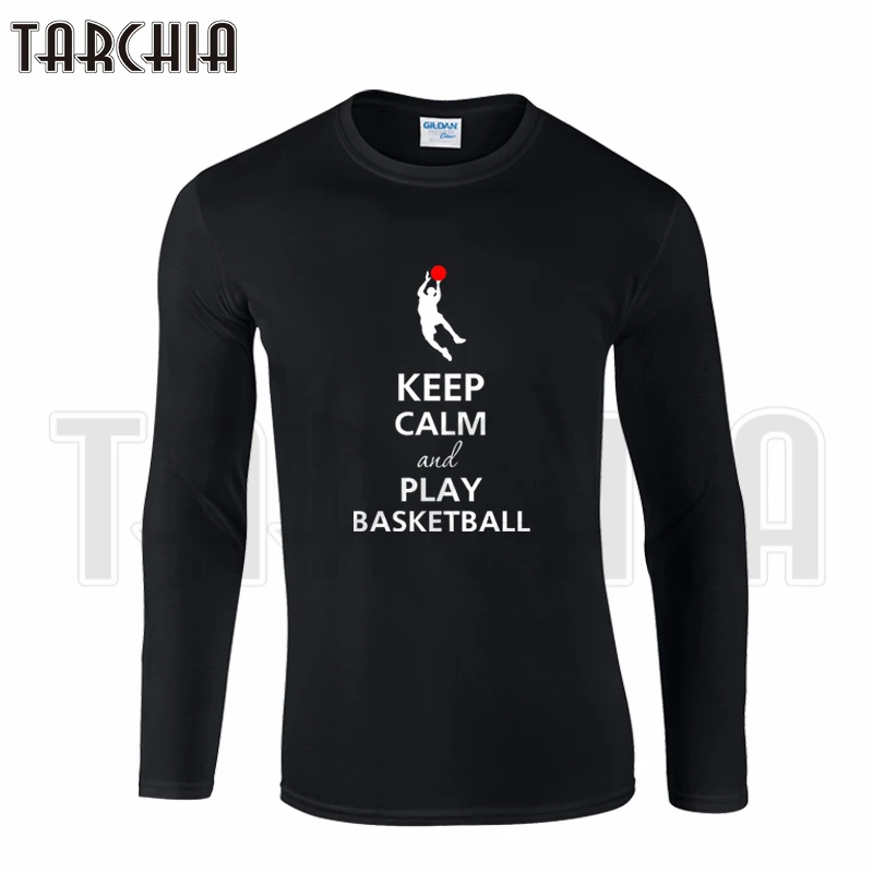 Мужская футболка TARCHIA с длинным рукавом модная тенниска из хлопка надпись Keep Calm