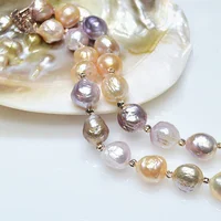 Luxury Brand name Really  natural Metallic luster Big pearl 10-13mm Baroque Irregular Pearl Necklace for women Free shipping