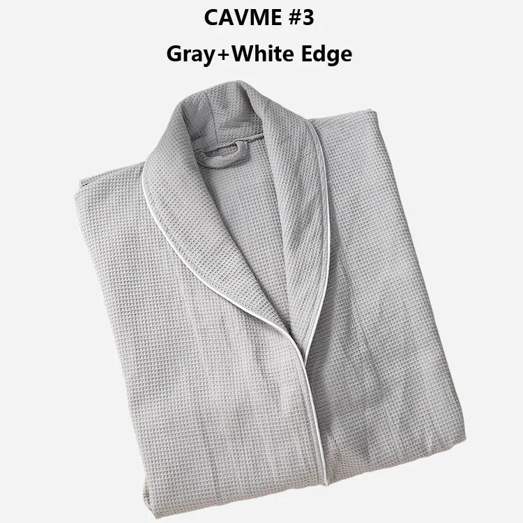 CAVME 3 Gray CAVME хлопок вафельное кимоно халат для влюбленных отель тонкий купальный халат хлопок длинный халат Femme Homme женская ночная рубашка логотип на заказ - Цвет: CAVME 3 Gray