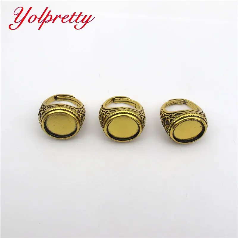 Yolprtty Originality wholesale 1pcs 16mm Zinc Aiioy Retro Gemstone Ring Adjustable setting findings | Украшения и аксессуары