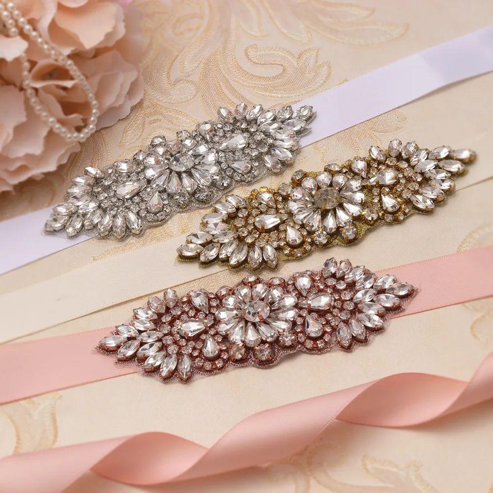 yanstar Rhinestones Wedding Belt Crystal Flower Bridal Silver Diamond Dress Sash For Accessories XY887 | Свадьбы и торжества