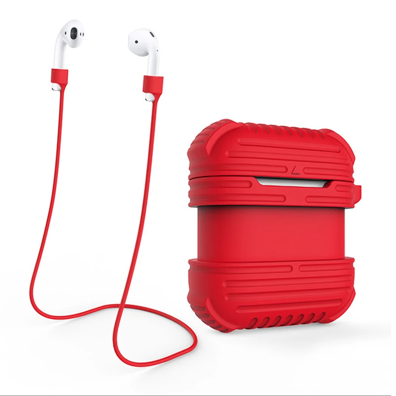 Cases For Apple AirPods Case Silicone Shock Proof Key-chain Protector Cases+Strap for Ear Loop Anti Lost | Электроника
