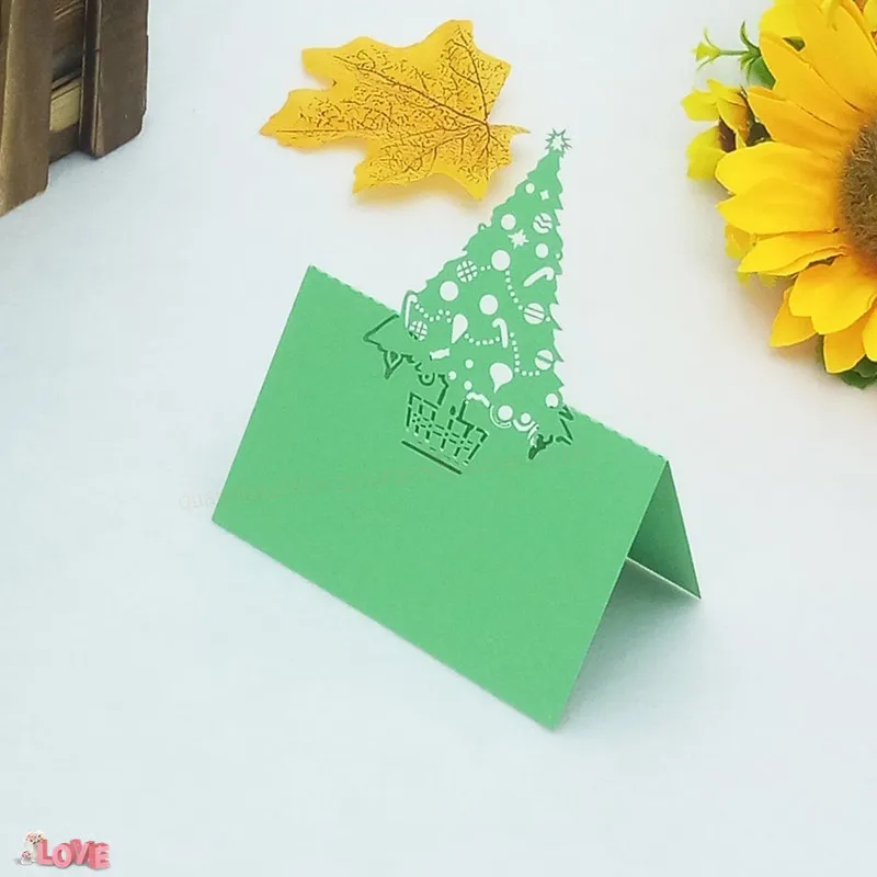 light green 100 шт. лазерная резка дерево форма рождественские вечерние свадебные Таблица приглашений место карты праздник день рождения украшения 7ZZ15 - Цвет: light green