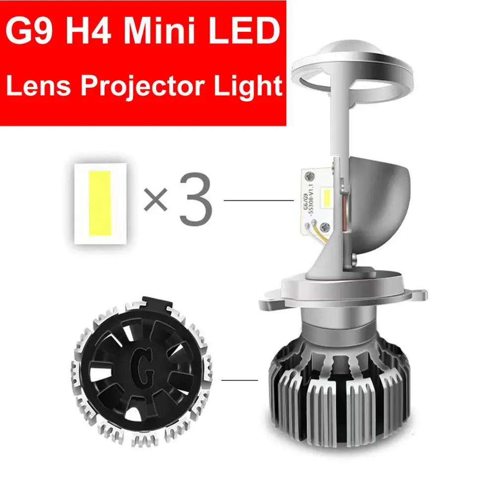 1 комплект H4 G9 LED Hi Low мини проектор Объектив фара автомобильный прозрачный