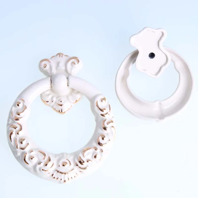 Мебельная ручка в европейском стиле форме кольца цвета слоновой кости белая