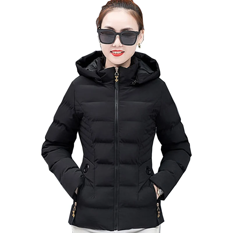 Осенне зимняя куртка пуховое хлопковое Женское пальто с капюшоном Женская
