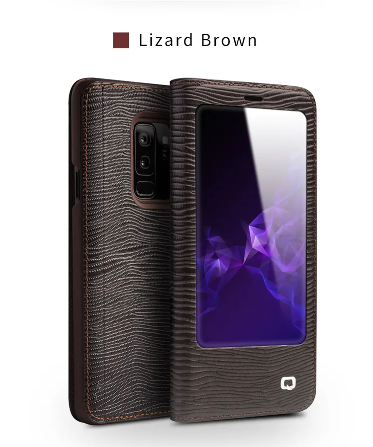 QIALINO чехол для телефона из натуральной кожи для samsung Galaxy S9, роскошный флип-чехол ручной работы для samsung S9 Plus 5,8/6,2 дюймов