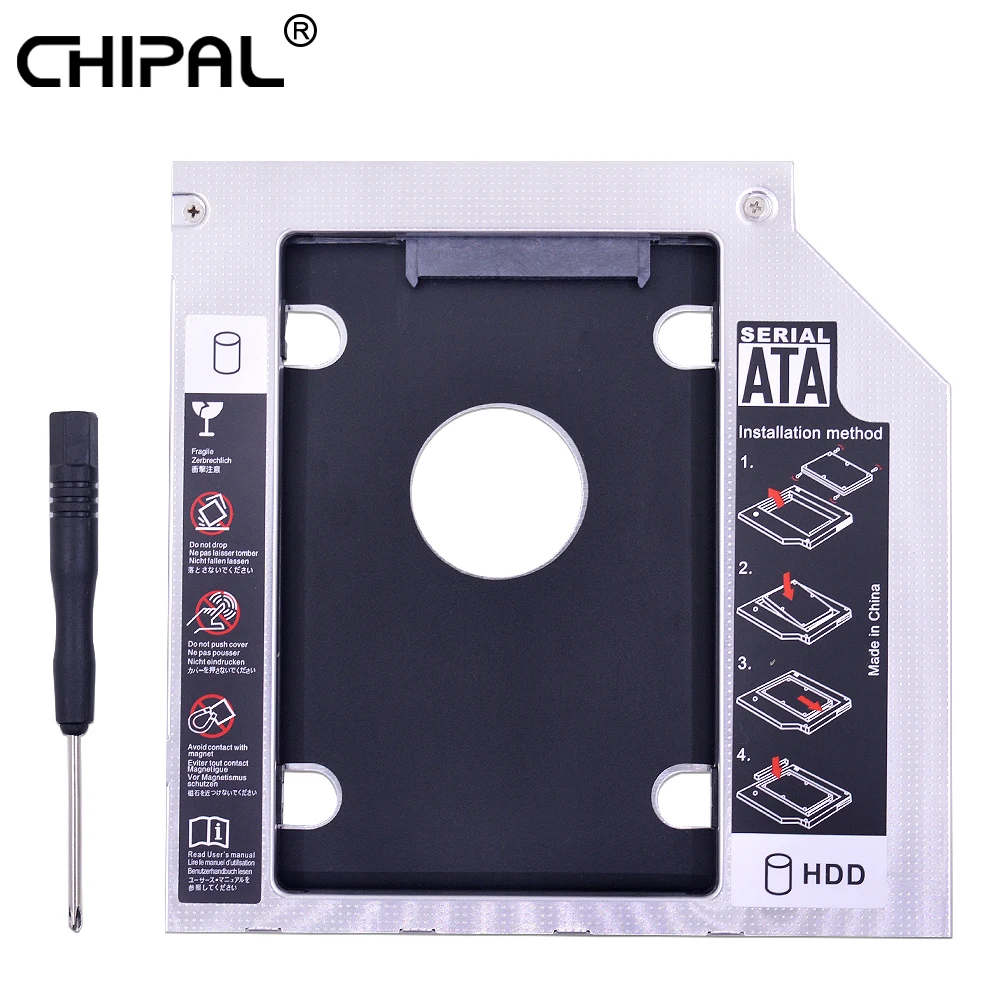 CHIPA Универсальный двойной светодиодный 2-ой HDD Caddy 9,5 мм SATA 3,0 для 2,5 дюймового жесткого диска SSD чехол адаптер для ноутбука CD rom DVD-rom Optibay