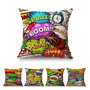 Многоцветный комический речевой пузырь поп-арт Wow Bang Pow с буквенным принтом, домашний декоративный диван, наволочка, Современная Художественная подушка, чехол