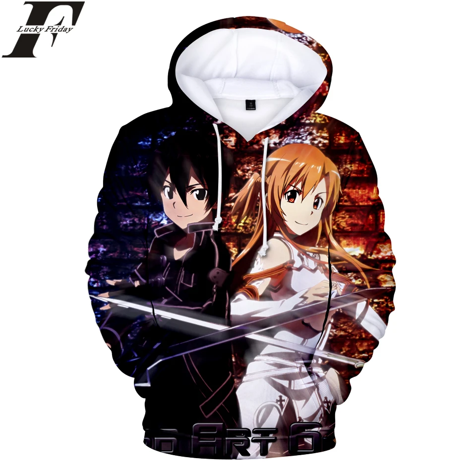 Sword Art 3D Print Pullover Hoodies Sweatshirt SAO Anime Women/Men Fashion Style Casual Clothes Plus Size | Женская одежда
