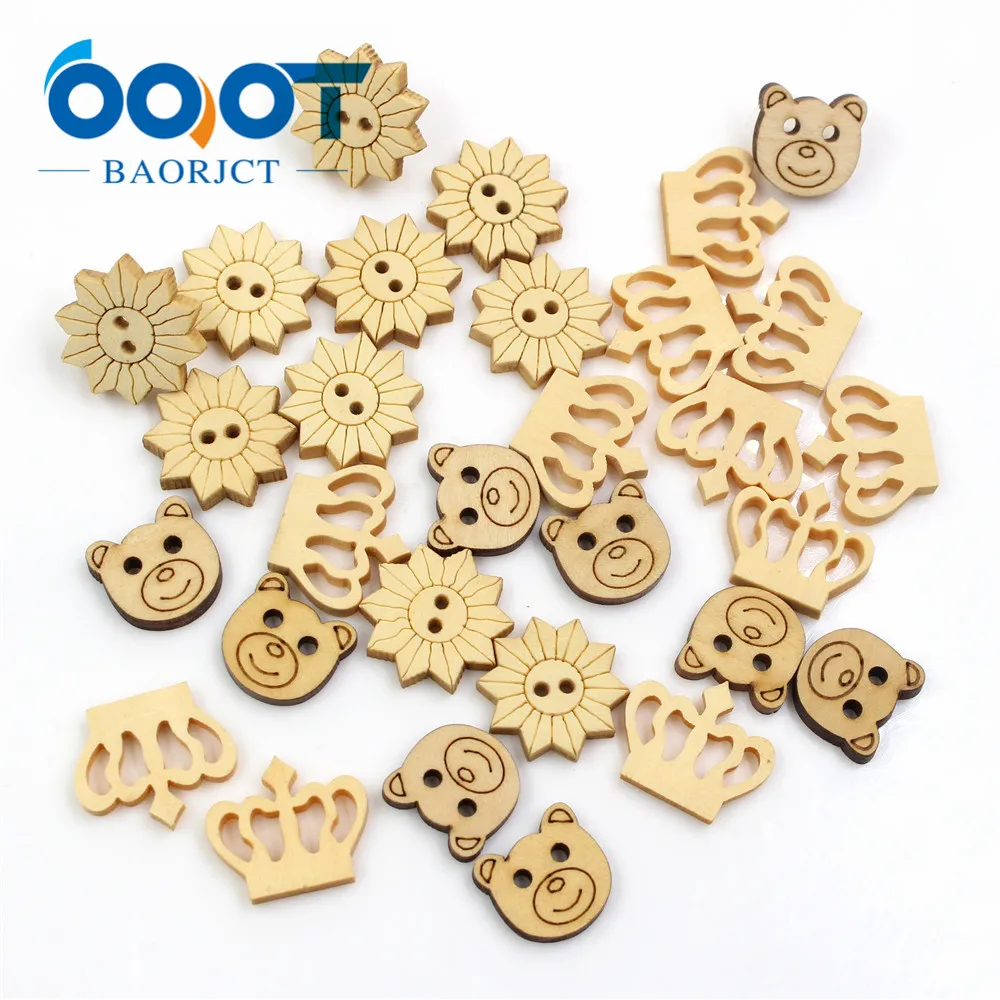 OOOT BAORJCT 181232 100 шт. 3 дополнительных деревянных швейных пуговицы с 2 отверстиями