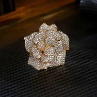 fym luxury 4 color gold color flower brooch pins fashion beautiful clear aaa cubic zirconia women brooches fymbj0012