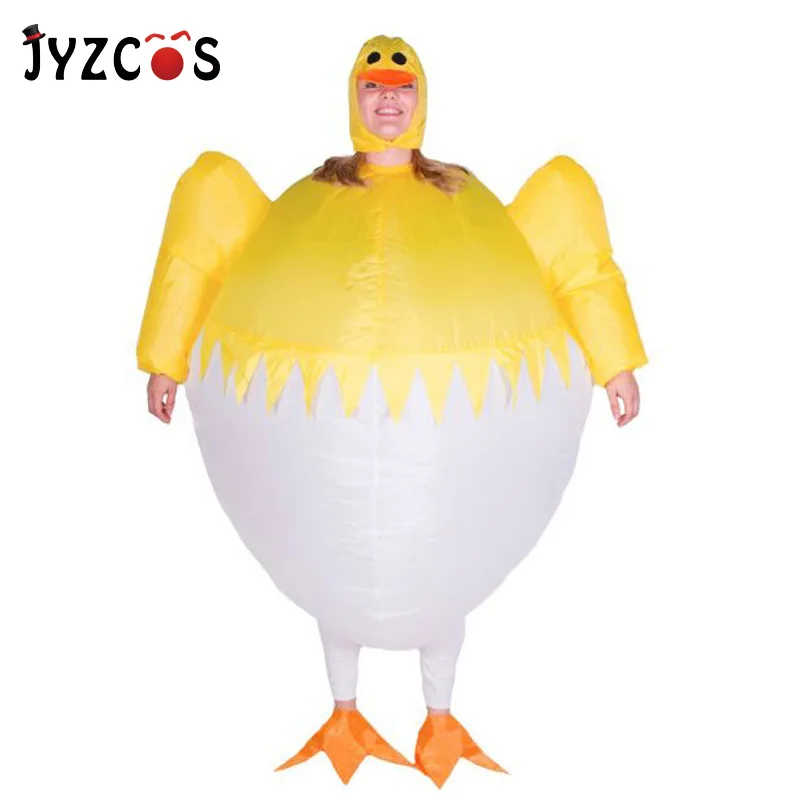 JYZCOS взрослый Женский Мужской надувной желтый костюм курицы Хэллоуин Карнавал