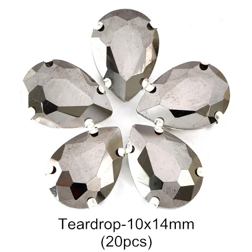 Teardrop 10x14mm Гематит высокое качество стекло кристалл пришивные стразы с коготь Кристалл каплевидные Пришивные коготь стразы для одежды B3794 - Цвет: Teardrop 10x14mm