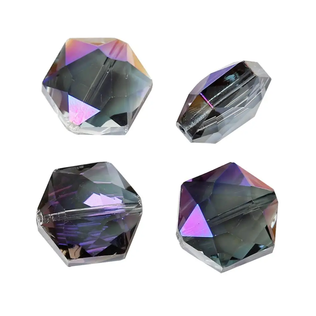 DoreenBeads стеклянные бусины россыпью шестигранные Фиолетовые AB цвета прозрачные