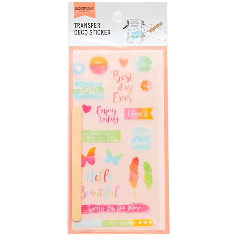 Lovely Fresh Transfer Deco Sticker Cute Fancy Candy Color Butterfly Feather DIY Album Decoration Stickers Children Kids Gift | Канцтовары