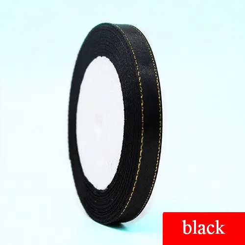black 25 ярдов шелковая атласная Золотая лента бант ручной работы DIY 10 мм Подарочные ленты для рукоделия свадебные декоративные рождественские упаковочные материалы для подарков - Цвет: black