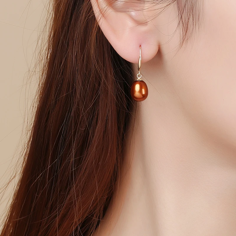 Женские серьги Крючки DAIMI из белого пресноводного жемчуга 18 К золото 8 9 мм|jewelry gold