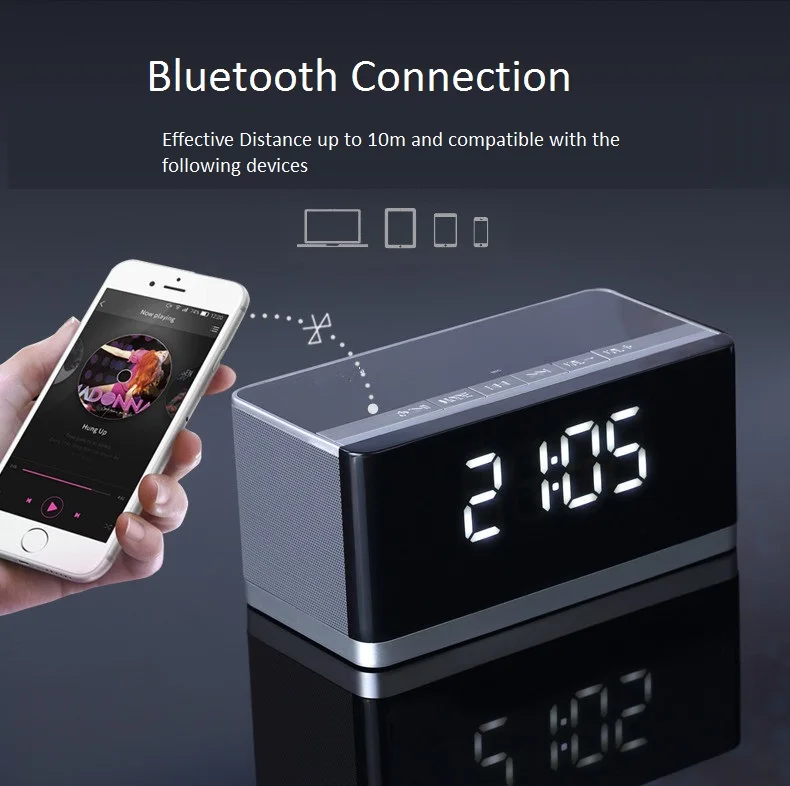 Изысканный беспроводной портативный динамик с элегантным дизайном Часы Bluetooth