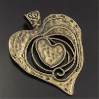3pcslot love heart large charms necklace pendant vintage jewelry findings necklace pendant antique bronze tone 68632mm retro