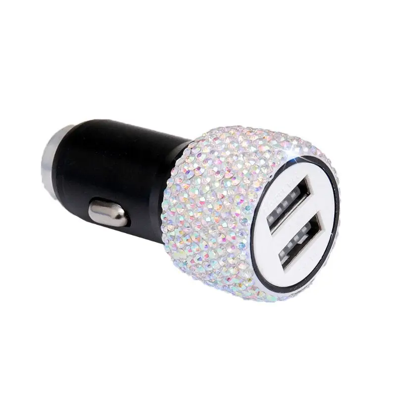 C Двойной зарядное устройство USB Bling ручной работы, со стразами хрустальные Автомобильные украшения для быстрой зарядки автомобильных декоров#425 - Название цвета: C