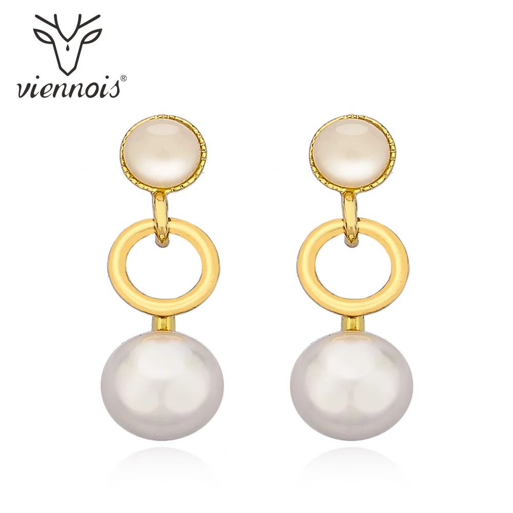 

Viennois Trendy Dangle Earrings for Women Round Design Pearl Earrings Fashion Drip Earrings Korean Earrings Fashion Jewelry