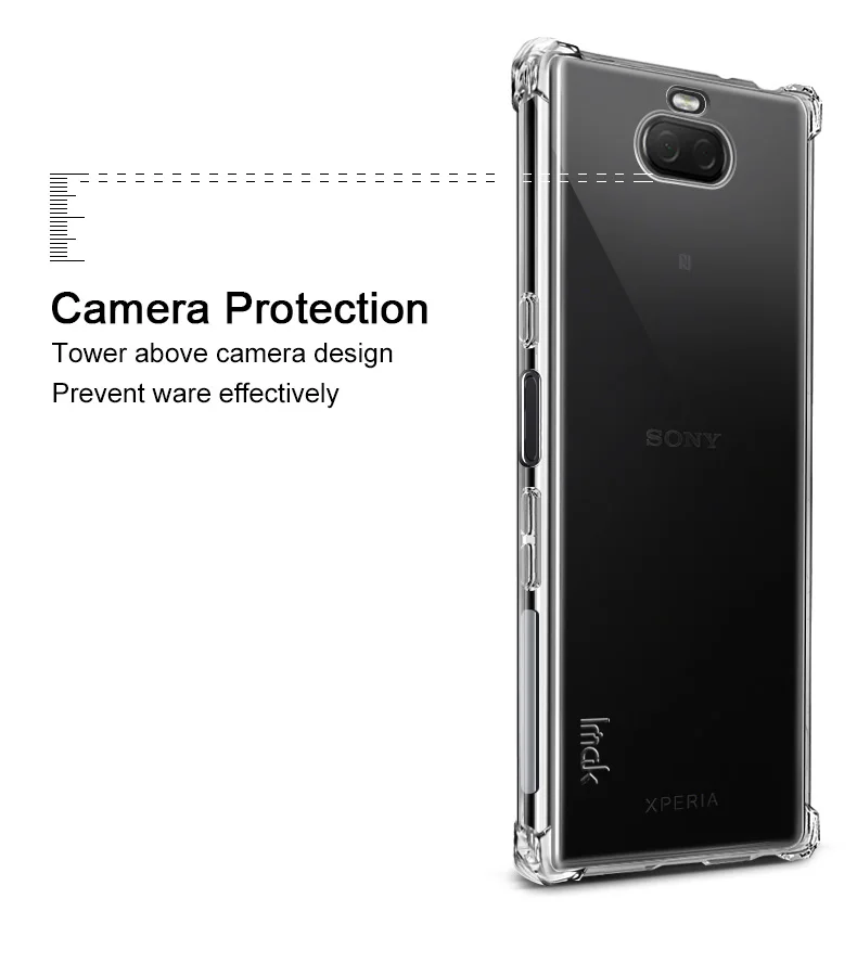 Чехол IMAK Для sony Xperia 10 Plus противоударный силиконовый мягкий прозрачный ТПУ чехол для sony 10 чехол с пленкой