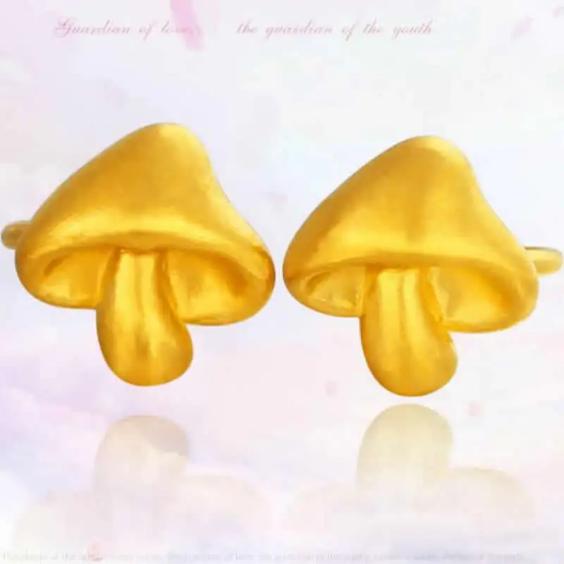 

Authentic 24K Yellow Gold Earrings new mushroom designer Earrings 1.1g