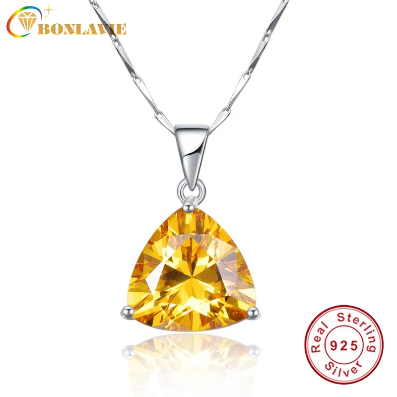 BONLAVIE 100% Серебро 925 пробы подвеска с желтым цитрином лучший подарок для девушки